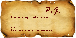 Pacsolay Génia névjegykártya